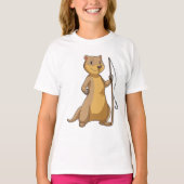 Otter als Fisher met Geviste staaf T-shirt (Voorkant)