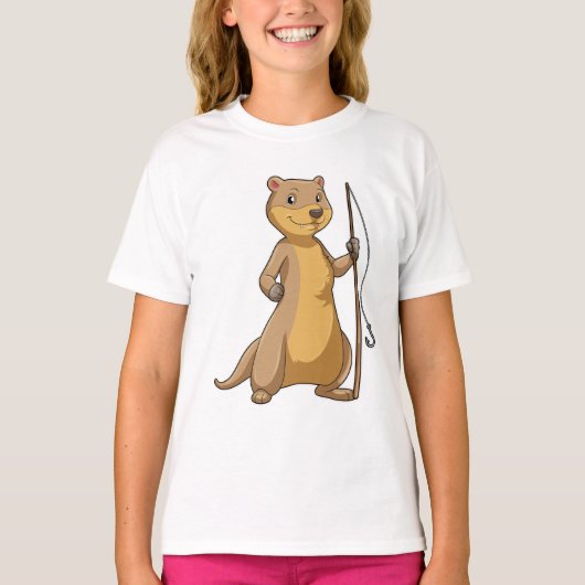 Otter als Fisher met Geviste staaf T-shirt (Voorkant)