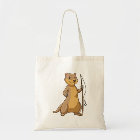 Otter als Fisher met Geviste staaf Tote Bag (Voorkant)