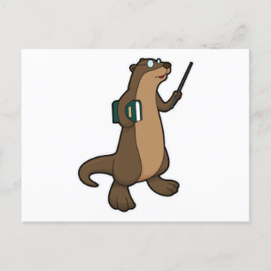 Otter als Leraar met Boek & Aanwijsstok Briefkaart