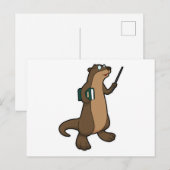 Otter als leraar met boek en aanwijsstok briefkaart (Voorkant / Achterkant)
