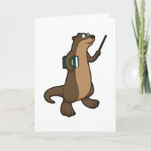 Otter als leraar met boek en aanwijsstok kaart (Voorkant)