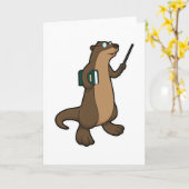 Otter als leraar met boek en aanwijsstok kaart (Gele Bloem)