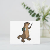 Otter als leraar met boek en wijzer briefkaart (Staand voorkant)