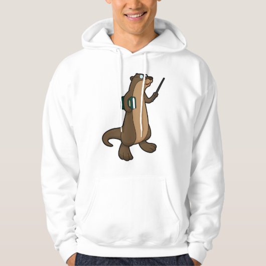 Otter als leraar met boek en wijzer hoodie (Voorkant)