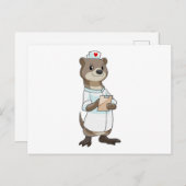 Otter als verpleegster met hart briefkaart (Voorkant / Achterkant)