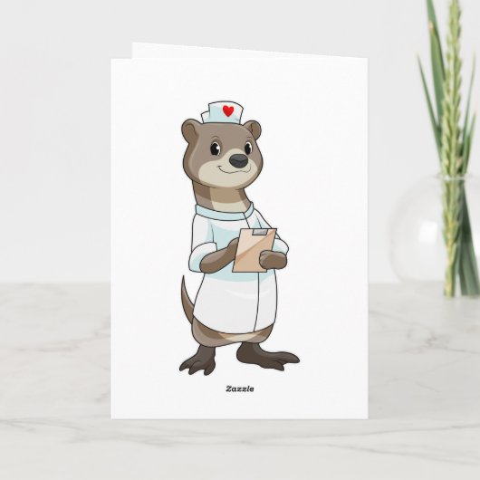 Otter als verpleegster met hart kaart (Achterkant)
