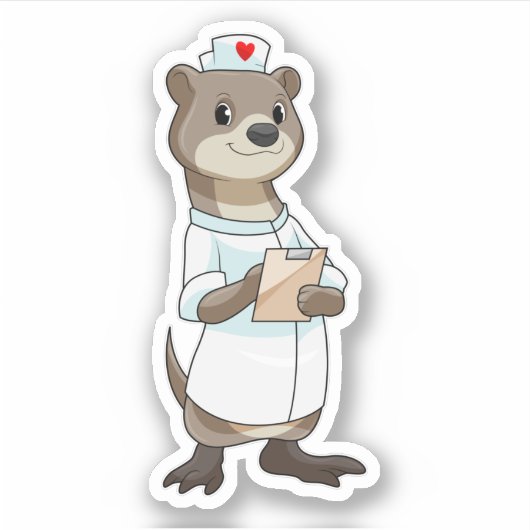 Otter als verpleegster met hart sticker (Voorkant)