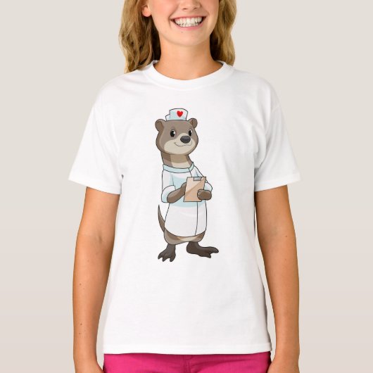 Otter als verpleegster met hart t-shirt (Voorkant)