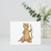 Otter als visser met hengel briefkaart (Staand voorkant)