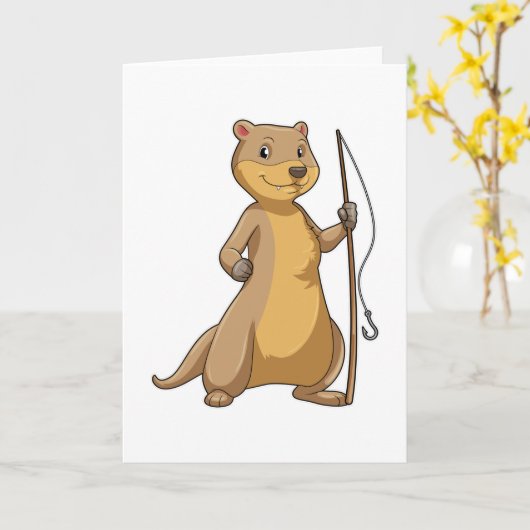 Otter als visser met hengel kaart (Gele Bloem)