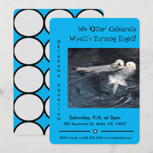 Otter Animal Aquarium Birthday Party Invitation Kaart