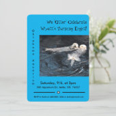 Otter Animal Aquarium Verjaardagsfeestje Uitnodigi Kaart (Staand voorkant)