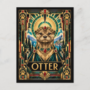 Otter, Art Deco-wildlife Briefkaart