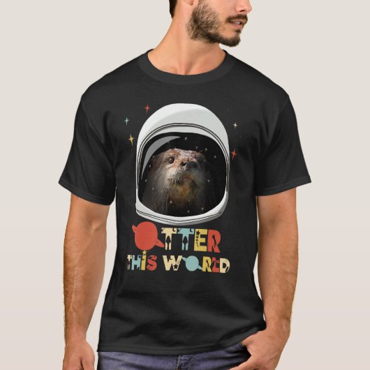 Otter Astronaut Animal Pun Retro buiten deze werel T-shirt (Voorkant)