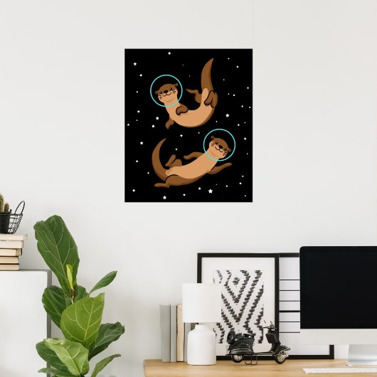 Otter Astronaut Gift Kinder Otter Gift Space Otter Poster (Thuiskantoor)