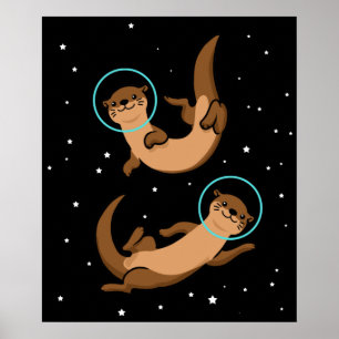 Otter Astronaut Gift Kinder Otter Gift Space Otter Poster