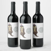 Otter Astronaut Pun Otter Spa Wijn Etiket (Flessen)