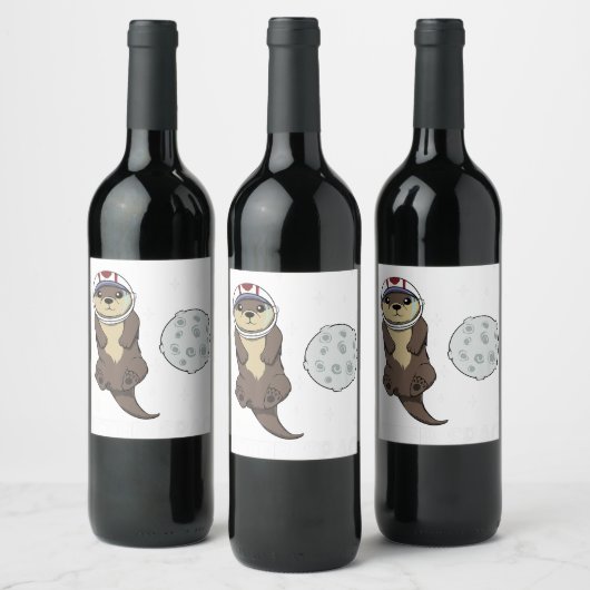 Otter Astronaut Pun Otter Spa Wijn Etiket (Flessen)