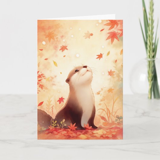 Otter Autumn Daydream Kaart (Voorkant)