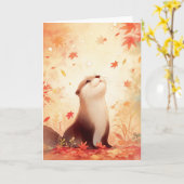 Otter Autumn Daydream Kaart (Gele Bloem)