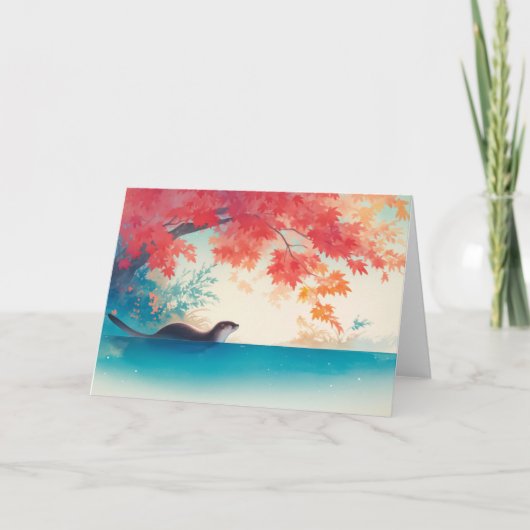 Otter Autumn Stroll Kaart (Voorkant)