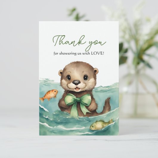 Otter Baby Genderneutraal Baby shower Bedankt (Staand voorkant)