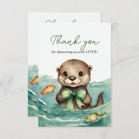 Otter Baby Genderneutraal Baby shower Bedankt (Voorkant / Achterkant)