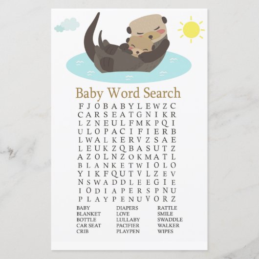 Otter Baby shower Word Search Game (Voorkant)