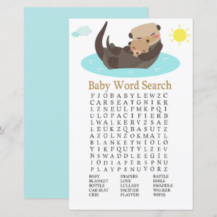 Otter Baby shower Word Search Game