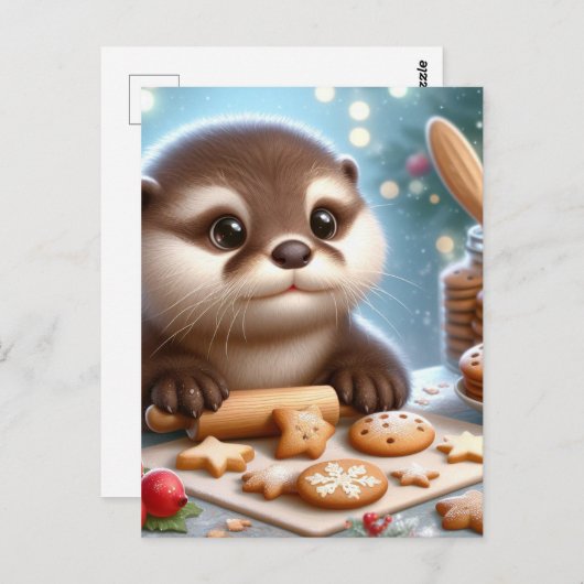 Otter bakken van kerstkoekjes briefkaart (Voorkant / Achterkant)