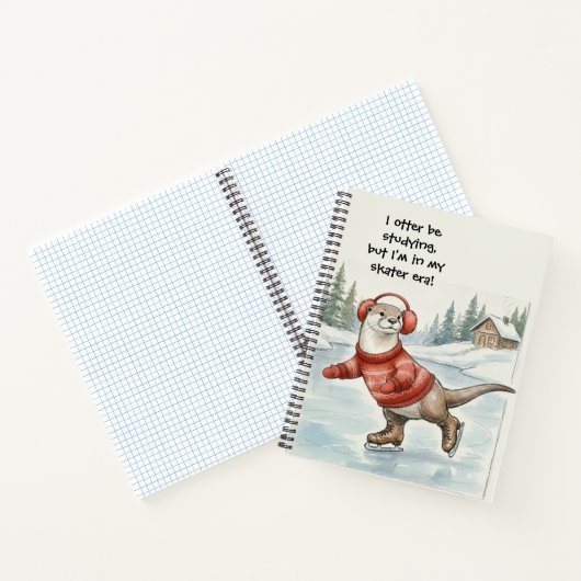 Otter Be Skating, Spiral Notebook Notitieboek (Binnen)