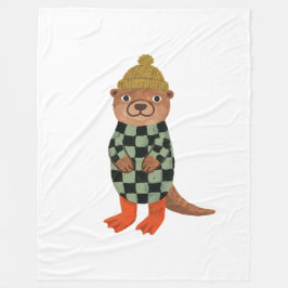 Otter Beanie Deken – Zwart & Wit Schachbord