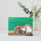 Otter Best Friends Painting Briefkaart (Staand voorkant)