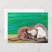 Otter Best Friends Painting Briefkaart (Voorkant / Achterkant)