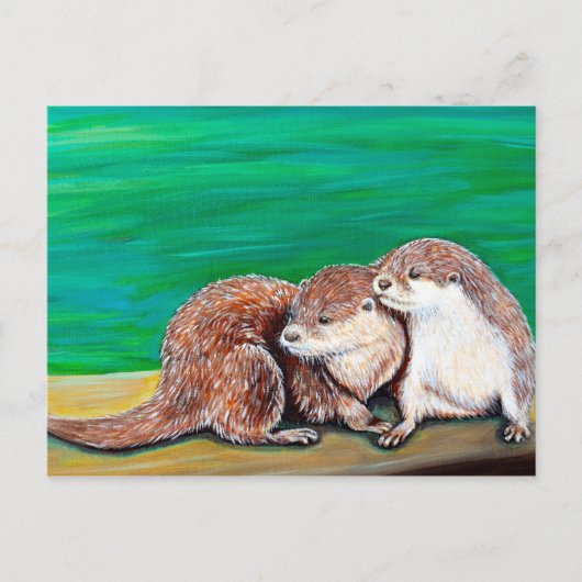 Otter Best Friends Painting Briefkaart (Voorkant)