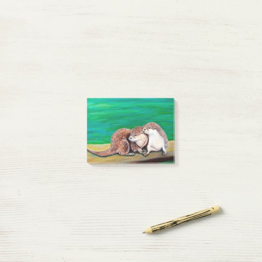 Otter Best Friends Painting Post-it® Notes (Op bureau)