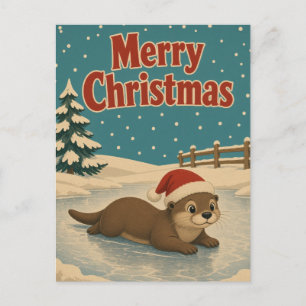 Otter Bevroren Tuin Dier Kerstmis Briefkaart