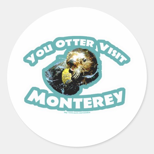 Otter bezoek Monterey Ronde Sticker (Voorkant)