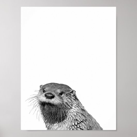 Otter Black White Cabin Nursery Photo Poster (Voorkant)