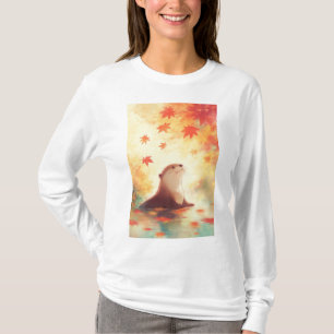 Otter blik onder vallende bladeren t-shirt
