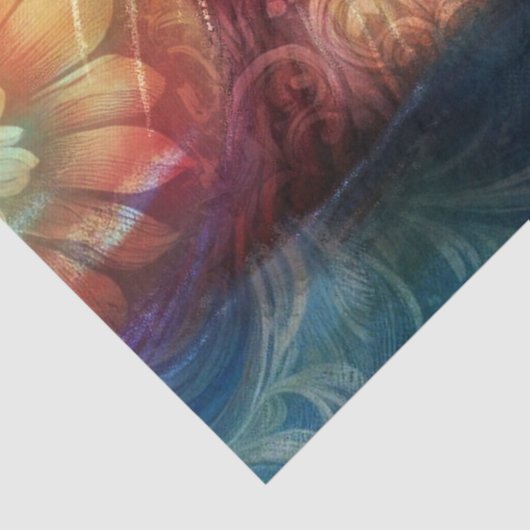 Otter Bloemen Blauwgroen Sinaasappel Otters Decoup Tissuepapier (Detail)