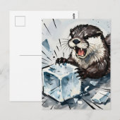 Otter Boos en Ijs Breken Briefkaart (Voorkant / Achterkant)