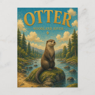 Otter Bos Rivier Aquarel GeoSaga Briefkaart