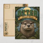 Otter bos rivier Popcut Briefkaart (Voorkant / Achterkant)