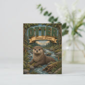 Otter bos rivier POPCUT Briefkaart (Staand voorkant)