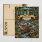 Otter bos rivier POPCUT Briefkaart (Voorkant / Achterkant)