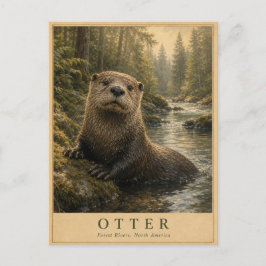 Otter bos rivieren VINTAGE Briefkaart