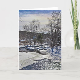 Otter Brook Winter Scene Feestdagen Kaart