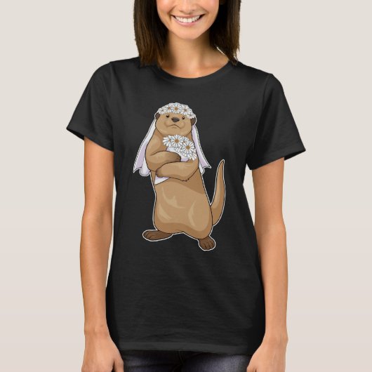 Otter Bruidsbloem Huwelijk T-shirt (Voorkant)